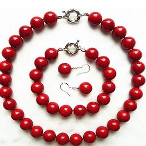 NIEUWE 12mm Enorme Zwarte Zuidzee Shell Parel ronde Ketting Armband Oorbel vrouwen Sieraden set