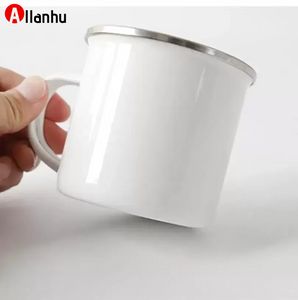 ¡NUEVO! 12oz en blanco Sublimaiton esmalte de esmalte DIY Easy Limpie la vendimia bebiendo tazas de té para acampar picnic