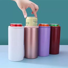 Nouveau 12 oz Cooler Slim Can Straight Mug Bière Tumbler Cola Titulaire 18/8 En Acier Inoxydable Isolé Sous Vide Double Paroi Bouteille Conteneur