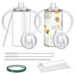 Nieuwe 12oz sublimatie blanco geïsoleerde sippy cups roestvrijstalen kinderen tuimelaar met handgrepen dubbele muur vacuüm mok voor kinderen en kinderen