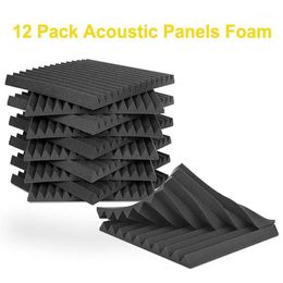 Nouveau 12 pièces panneau de mousse acoustique carreaux mur enregistrement Studio 12x12x1 insonorisé noir bleu pour Studio maison récital Ha2556