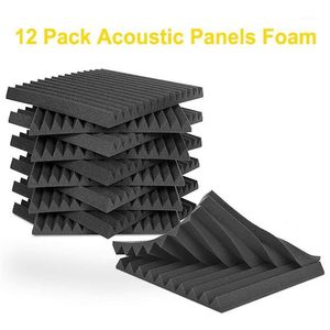 Nouveau 12 pièces panneau de mousse acoustique carreaux mur enregistrement Studio 12x12x1 insonorisé noir bleu pour Studio maison récital Ha188Q