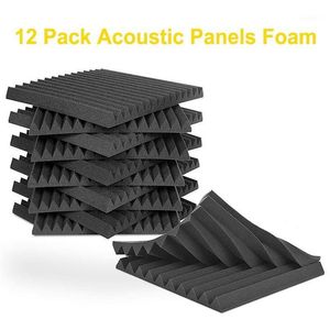 Nuevo Panel de espuma acústica para estudio de grabación de pared, 12 Uds., 12x12x1, a prueba de sonido, negro y azul, para estudio, Recital en casa, Ha283J