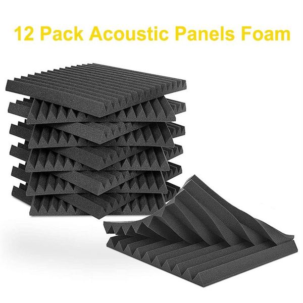 Nouveau 12 pièces panneau de mousse acoustique carreaux mur enregistrement Studio 12x12x1 insonorisé noir bleu pour Studio maison récital Ha187e