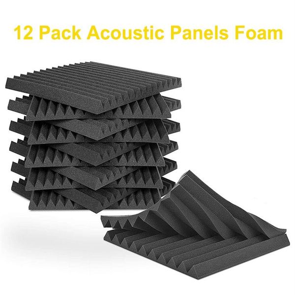 Nouveau 12 pièces panneau de mousse acoustique carreaux mur enregistrement Studio 12x12x1 insonorisé noir bleu pour Studio maison récital Ha3187