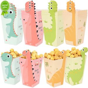 Nouveau 12 pièces dessin animé dinosaure popcorn boîte bonbons biscuits emballage sac enfants Jungle Animal fête d'anniversaire décoration fournitures bébé douche