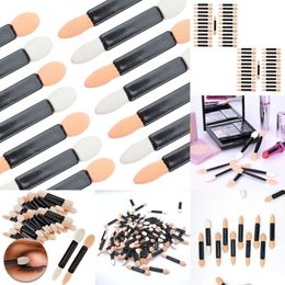 NIEUW 12PCS Eyeshadow Applicator Pro Sponge Double Ended Make -up Supplies Portable oogschaduwborstels Nagelspiegel Poeder Poeder poeder