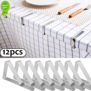 New 12pcs Stainless Steel Anti-Slip Tablecloth Clamps Non-slip Securing Holder Wedding Camping Promenade Table Cloth Cover Fix Clips