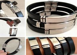 Nouveau cuir noir de haute qualité 12pcslot avec bracelet en acier inoxydable pour hommes classiques sport bracelets homme bracelet Great cadeau par8440205