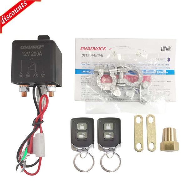 Relé de interruptor de batería de coche de 12V y 200A, Control remoto inalámbrico integrado, relé aislador de corte para apagado de batería de coche