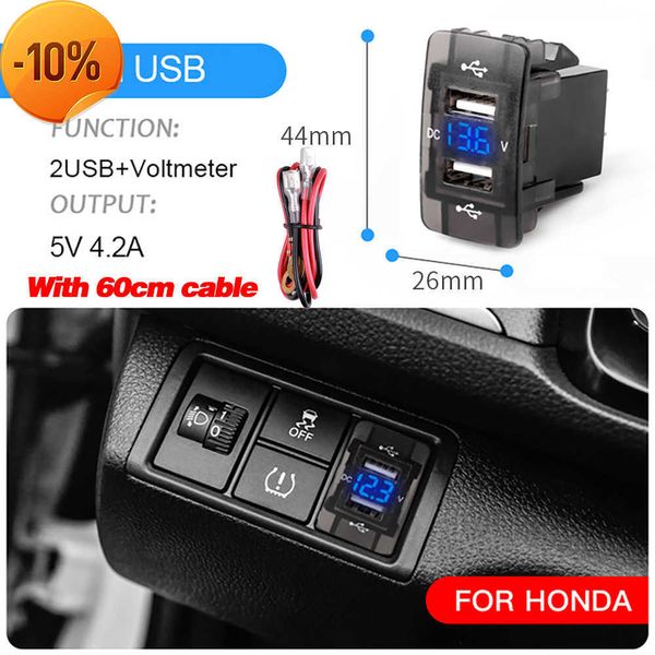 Nouveau chargeur de voiture double Usb 12V-24V 4.2A pour Honda 2 Port USB adaptateur automatique prise de voltmètre LED pour Honda CIVIC CROSSTOUR CRV ODYSSEY