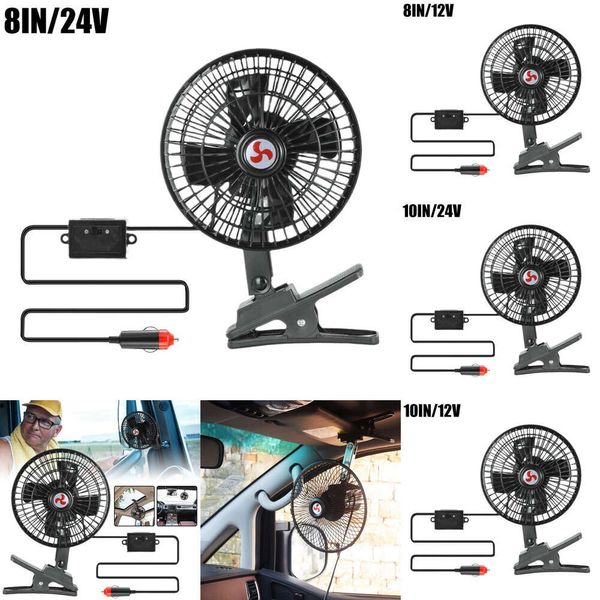 Nuevo ventilador montado en el automóvil de 12V 24V Tipo de abrazadera portátil Ventiladores de enfriamiento oscilantes de velocidad ajustable Bajo ruido con clip para camión fuera de Roa J3o5