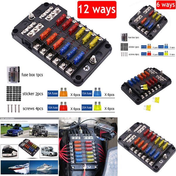 Nouveau support de couvercle en plastique 12V 32V supporte M5 Stud avec indicateur LED Lumière 6 12 Ways Blade pour voiture de voiture Marine Trike