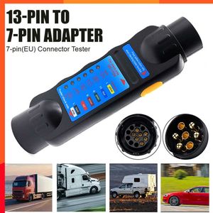 Nieuwe 12V 7Pin Car Trailer Tester Tester Plug 7PIN tot 13PIN Adapter RV Towing Light Cable Circuit Connecter Tester Elektrisch diagnostisch gereedschap