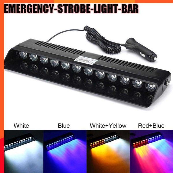 Nouveau 12V voiture stroboscope clignotant lumières lampe 12LED avertissement d'urgence lumière camion voiture pare-brise ventouse clignotant rouge/blanc/bleu