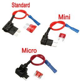 Nieuwe 12V-zekeringhouder ADD-A-Circuit Tap Adapter Micro Mini Standaard ATM Blade Fuse met 10A Blade Auto Zekeringhouder
