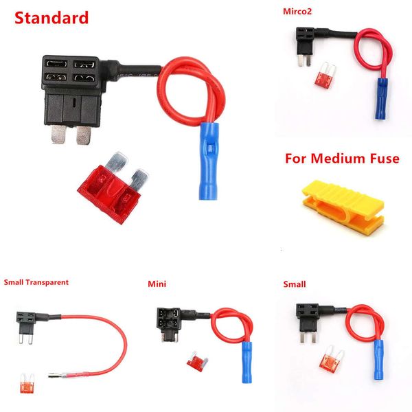 Nuevo Mini Pequeño Soporte de automóvil de tamaño mediano de 12V Adaptador Adaptador de grifos Añades 10A Micro Mini Estándar Fusible con la cuchilla de cajero automático con