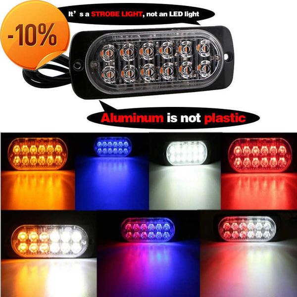 Nouveau 12Xultra-Thin Strobe Led Light Warning Side Marking Clignotant Strobe Light Bar Police Flash Good 12 / 24V Light pour les véhicules automobiles