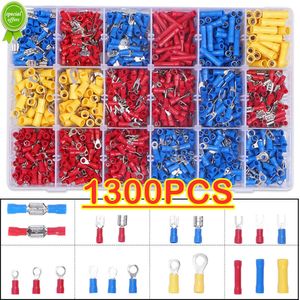 NIEUW 1300/480/140PCS Diverse schade -terminals Geïsoleerde kabelconnector Elektrische draad Crimp Buttring Ring Set Ring Lugs Rolled Kit