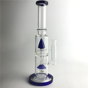 Nuevos tubos de agua de Bongs de vidrio de 14,5 pulgadas y 18 mm con Blue Light Rocket Grueso Reciclador Heady Beaker Bong Oil Rigs para fumar