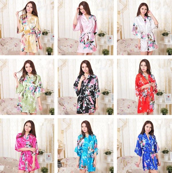 Nouveau 14 couleurs S-XXL Sexy femmes japonaises en soie Kimono Robe pyjamas chemise de nuit vêtements de nuit fleur cassée Kimono T2I245