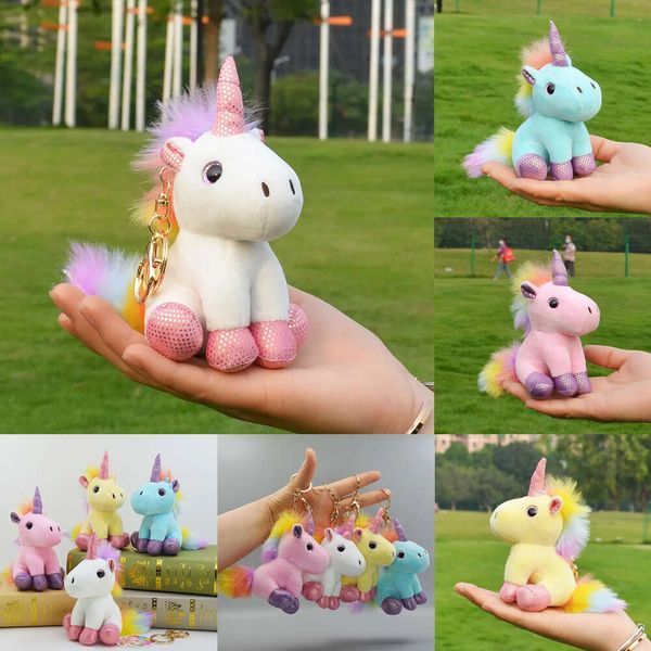 Nuevo 14 cm de unicornio muñeca juguetes de peluche mochila colgando llavero para niños regalos de cumpleaños regalos llavero decoración del hogar