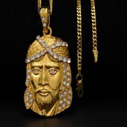 Nieuwe 14K Vergulde mannen vrouwen hiphop Water diamanten Jezus portret hanger JUSES PENDANT268V