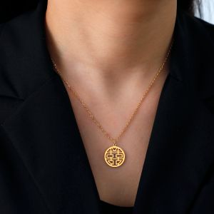 Nieuwe 14k geel gouden holle dubbele geluk ketting voor mannen en vrouwen huwelijksverjaardag sieraden cadeau