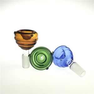Bol en verre mâle de 14 mm avec des bols en verre gyroscope fileux vert vert vert blanc coloré coloré