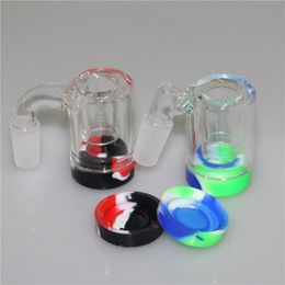 Nueva cachimba de 14 mm de vidrio para hombre Ash Catcher con colores contenedor de silicona bong de silicona recta Tubería de agua de humo plataforma petrolera pipas para fumar