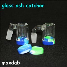 Hookahs 14mm Male Glass Ash Catcher con silicona de colores contiene una plataforma petrolera bong recta para pipas de fumar