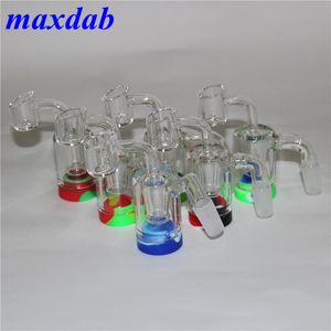 Shisha 14 mm männlicher Glas-Aschefänger mit farbigem Silikonbehälter, Quarz-Banger, Ashcathcers, Wasserbong, Bohrinsel
