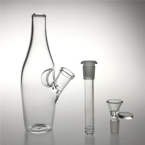 Bongs de agua de vidrio mediano de 14 mm con botella de cachimba de 7 pulgadas Tazón de descenso femenino Bong Plataformas de vaso de reciclador grueso para pipas para fumar