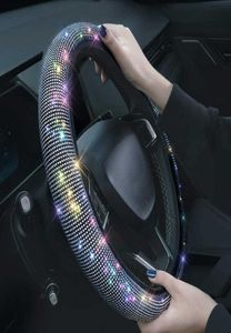 Nouveau 15 pouces couleur brillant strass couverture de volant diamant PU cuir couverture de volant de voiture universel Auto Accessories4127044