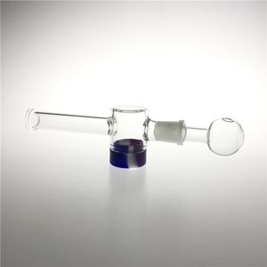 Glazen olie -branderpijp met 7,5 inch 2 pc's 14 mm mannelijke 30 mm kogelbak siliconen doos keck clip dikke pyrex nc rookpijpen