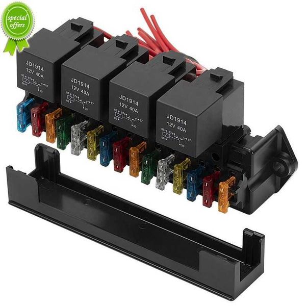 Nouveau porte-fusible de contrôle d'assemblage de circuits multiples de boîte à fusibles de lame de 15 manières avec des fusibles de relais et câblé pour le bateau automatique de camion de voiture