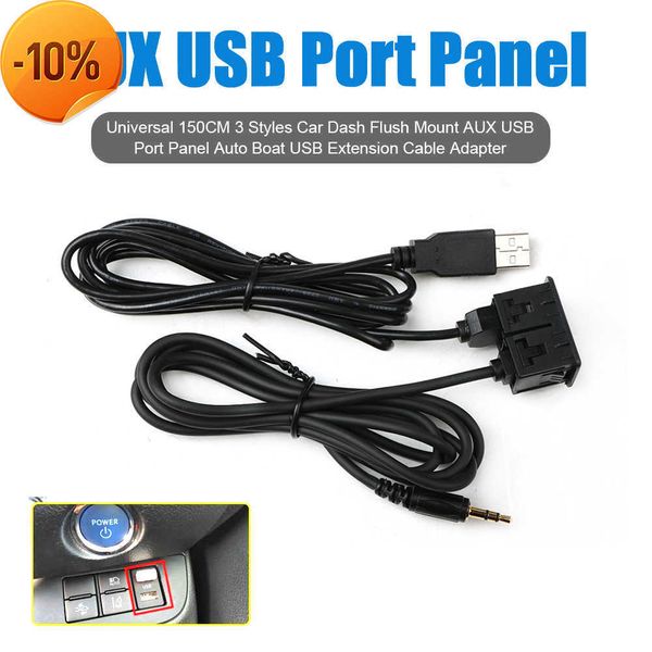 Nuevo 150 CM Car Dash Flush Mount AUX Puerto USB Panel Auto Boat Dual USB Cable de extensión Adaptador para VW Toyota BMW Ford Peugeot Altavoces