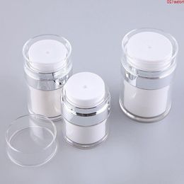 Nouveau 15g 30g 50g Pots de crème acrylique vides Cans Pot Top Press Style Bouteille sous vide Flacons d'échantillon Conteneur cosmétique sans air 6pcs / lotgoods Aurmw