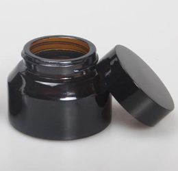 15G 30g 50g Vorst Zwart Glas Crème Jar Verpakking Flessen met Deksels Wit Afdichting Insertion Container Cosmetische Verpakking Crèmes Pot