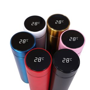 15oz thermosfles temperatuur display slim roestvrij stalen vacuüm koffie reizen mok tuimelaar lekvrij water