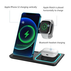 Nouveau chargeur de charge sans fil 15W 3 en 1 compatible pour iPhone 14 13 12 11 Apple Watch AirPods Pro Qi chargeurs rapides rapides pour téléphone portable intelligent