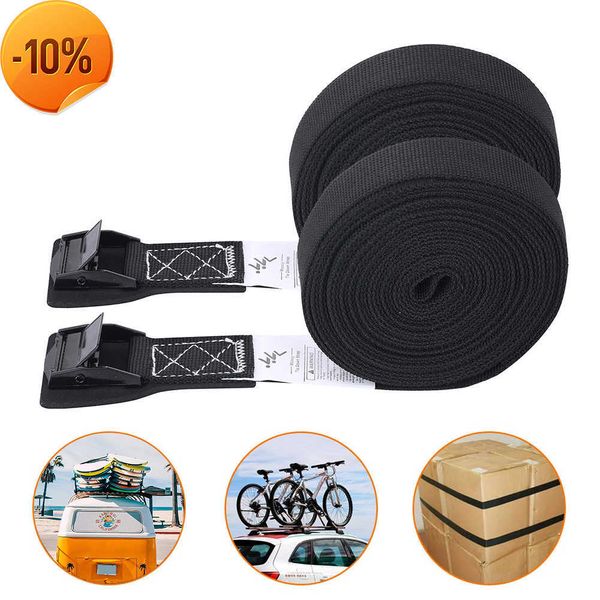 Nouveau 16Ft / 4.8m Sangle d'arrimage noire Ceinture à cliquet solide Sac à bagages Sangle d'arrimage de cargaison avec boucle en métal Sangle d'arrimage multifonction