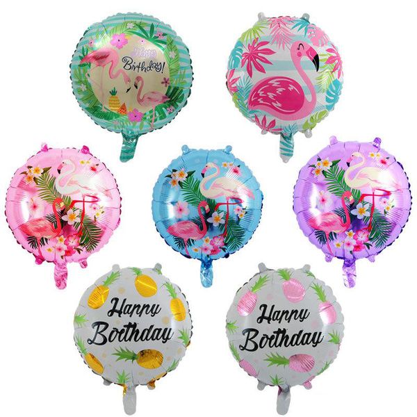 Ballon rond en aluminium ananas flamant rose, 18 pouces, décoration de fête d'anniversaire et de mariage, ballon en aluminium, jouets, vente en gros, nouvelle collection