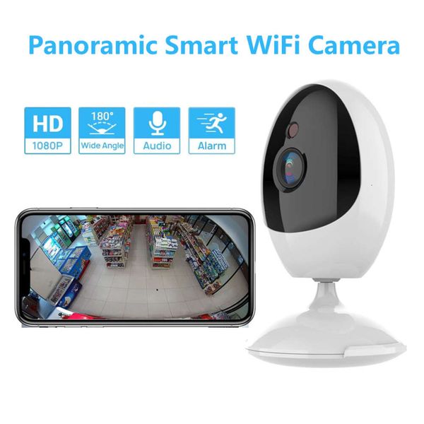 Nouvelle caméra panoramique 180 degrés grand angle 1,44 mm Fisheye 1080P intérieur audio bidirectionnel vision jour et nuit ICSEE APP caméra de vidéosurveillance WiFi