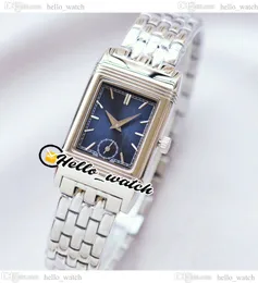 Nuevo 180 grados Reverso Reloj de cuarzo suizo para mujer Q2568101 Dial azul Marcadores de acero inoxidable Lday Relojes de alta calidad 23 mm HWJL HelloWatch E201c5