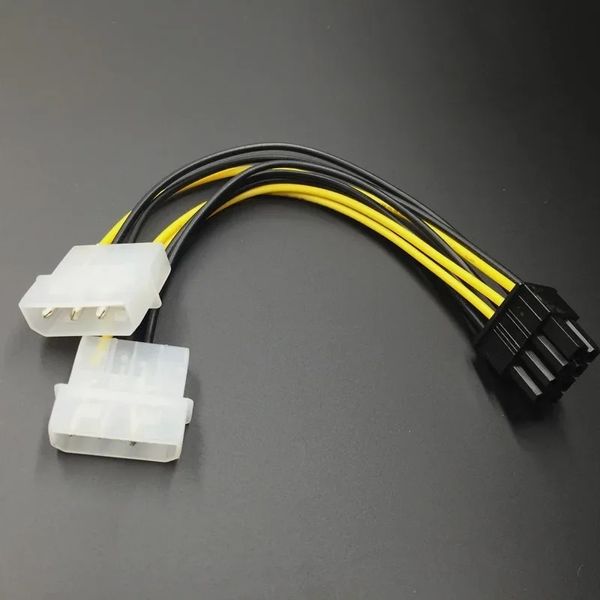 Nuevo 18 cm 8pin a doble tarjeta de video de 4pin Cable de alimentación Y forma de 8 pin PCI Express to dual 4 pin Molex Cable de alimentación Cable de alimentación PCI Express