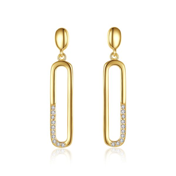 Nouveau 18k plaqué or trombone boucles d'oreilles pendantes bijoux Europe mode femmes micro ensemble zircon s925 boucles d'oreilles en argent pour les femmes fêtes de mariage cadeaux de la Saint-Valentin SPC