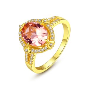 18K GOUD GOLDE RING S925 Sterling Silver Ei -vorm Morganite Morganite Morganite Morganite Ring European Fashion Women High End Ring Wedding Party Valentijnsdag Gift SPC