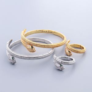 nouveau 18K or serpent bracelets jonc en argent pour les femmes ensemble anneau hommes tennis de luxe mode créateur de bijoux unisexe femmes jewlery cadeau de fête accessoires mariage cool