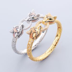 nieuwe 18K goud twee Luipaard zilveren bangle armbanden voor vrouwen set ring mannen luxe Mode unisex sieraden ontwerper Vrouwen sieraden party gift Accessoires Bruiloft verkoop
